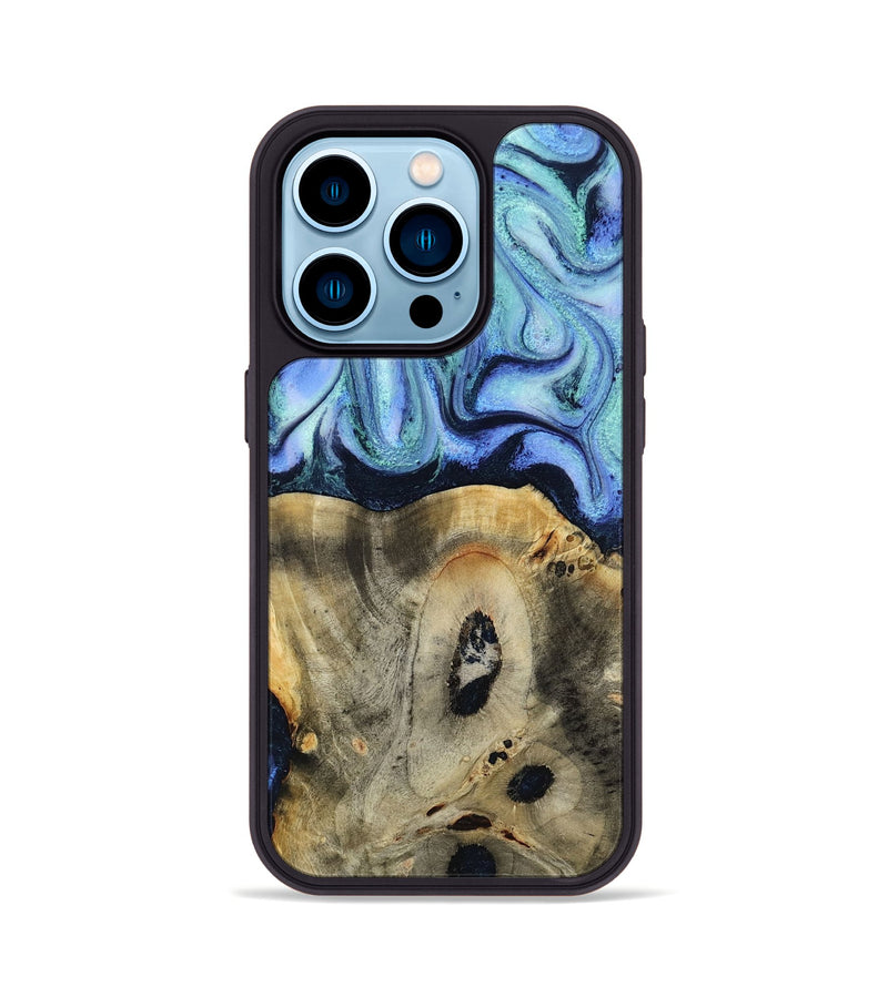 iPhone 14 Pro Wood Phone Case - Myrtle (Blue, 818405)