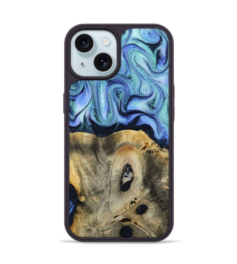 iPhone 15 Wood Phone Case - Myrtle (Blue, 818405)