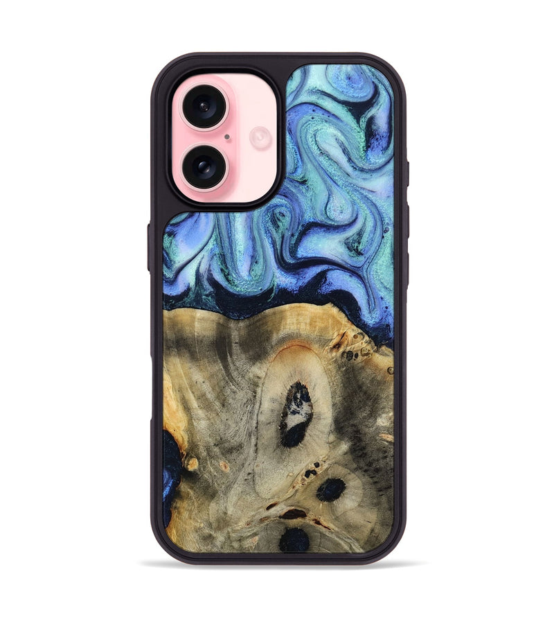iPhone 16 Wood Phone Case - Myrtle (Blue, 818405)