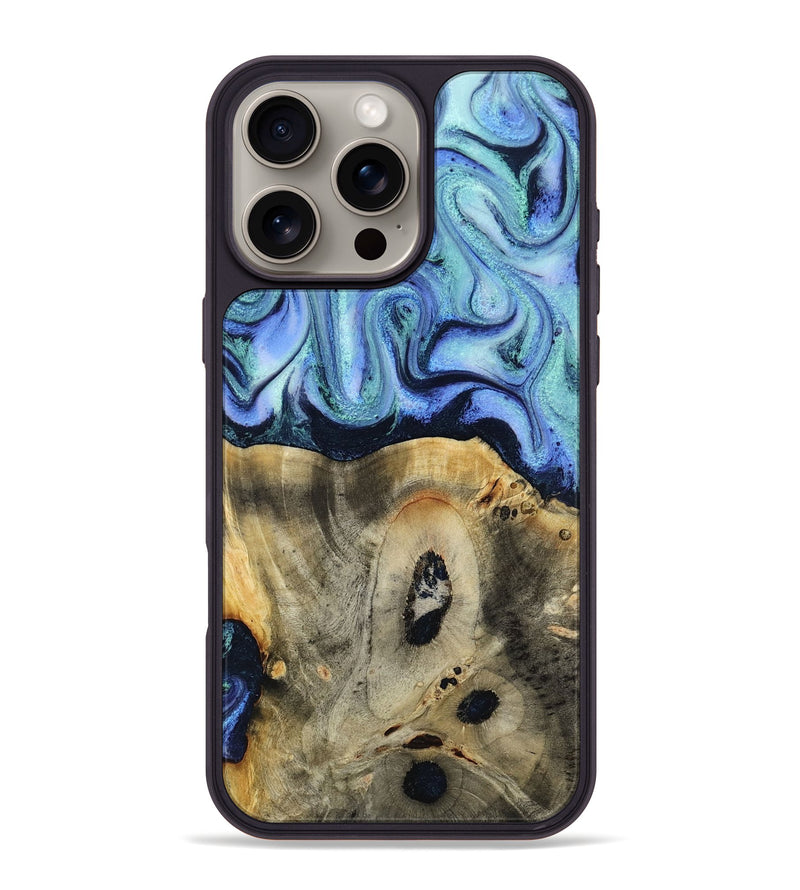 iPhone 16 Pro Max Wood Phone Case - Myrtle (Blue, 818405)