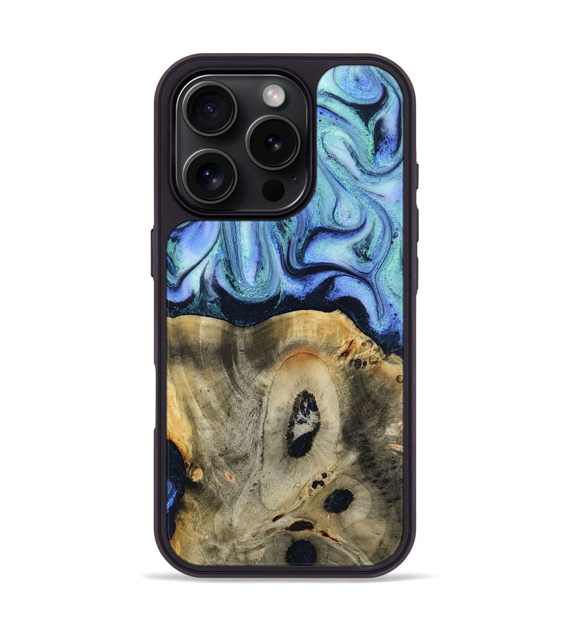 iPhone 16 Pro Wood Phone Case - Myrtle (Blue, 818405)