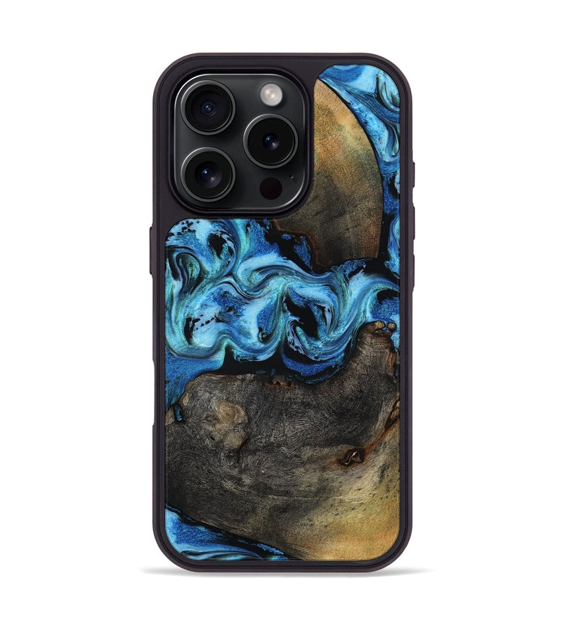 iPhone 16 Pro Wood Phone Case - Zyon (Blue, 818407)