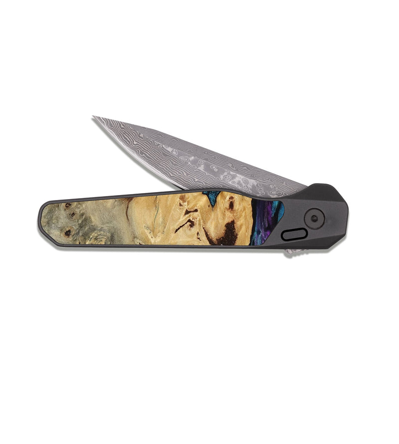 EDC Dark Damascus Wood Pocket Knife - Jamel (Purple, 818464)