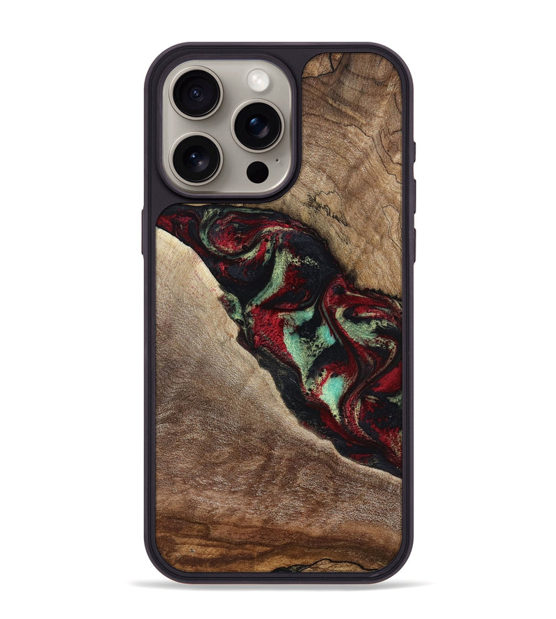 iPhone 15 Pro Max Wood Phone Case - Michell (Red, 818476)