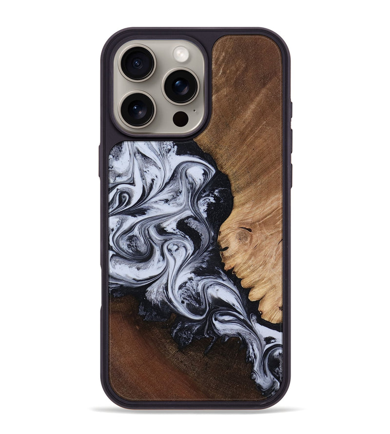iPhone 16 Pro Max Wood Phone Case - Myrtis (Black & White, 818479)