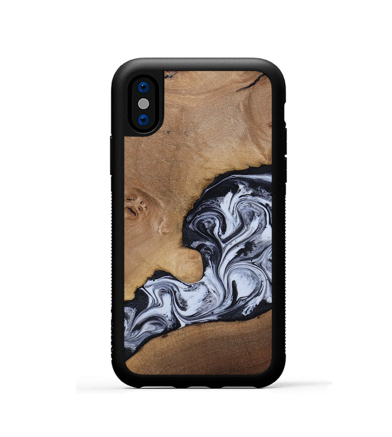 iPhone Xs Wood Phone Case - Zana (Black & White, 818480)
