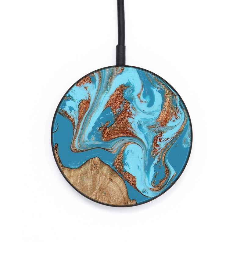 Circle Wood Wireless Charger - Dora (Teal & Gold, 818483)