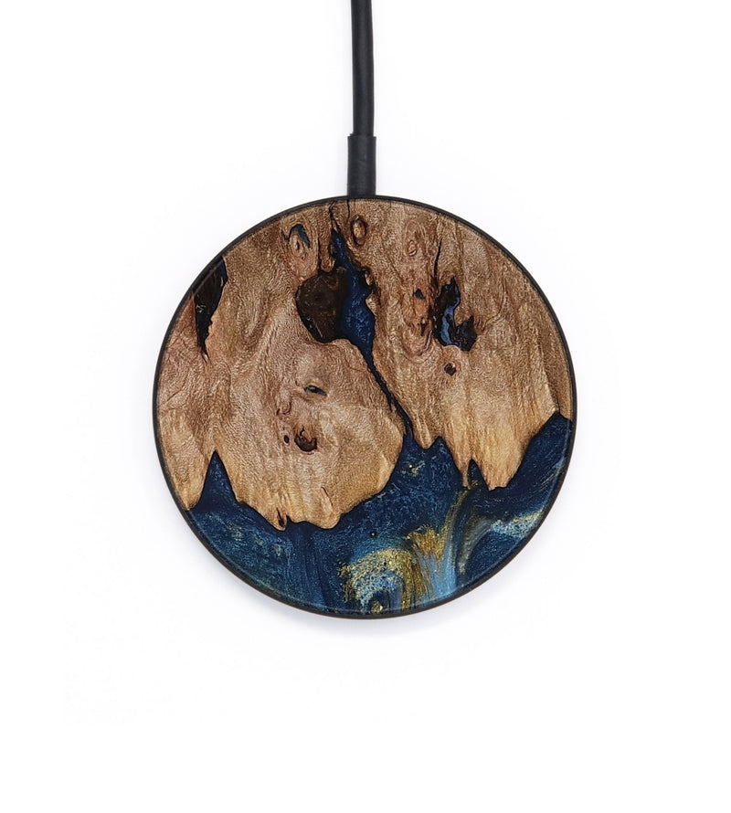 Circle Wood Wireless Charger - Zakai (Teal & Gold, 818487)