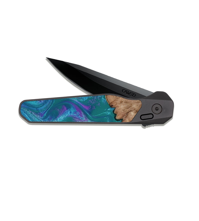 EDC Dark Slate Wood Pocket Knife - Larissa (Purple, 818501)