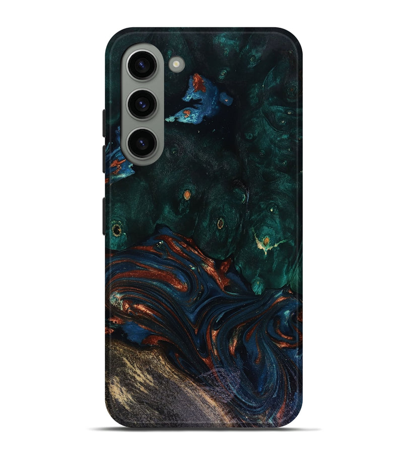 Galaxy S23 Plus Wood Live Edge Phone Case - Carina (Teal & Gold, 818516)