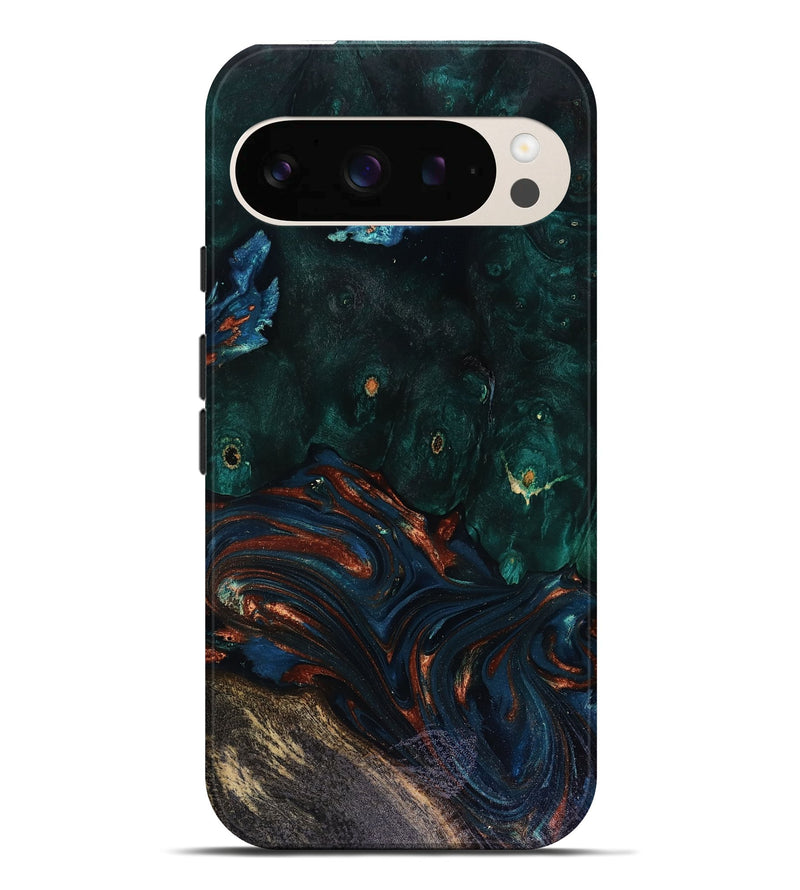 Pixel 10 Pro XL Wood Live Edge Phone Case - Carina (Teal & Gold, 818516)