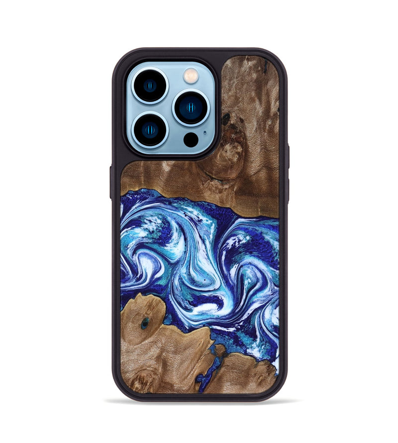 iPhone 14 Pro Wood Phone Case - Liddie (Blue, 818531)