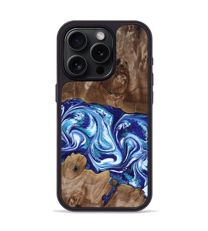 iPhone 15 Pro Wood Phone Case - Liddie (Blue, 818531)