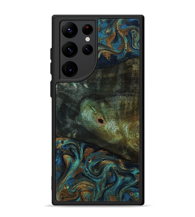 Galaxy S22 Ultra Wood Phone Case - Odessa (Teal & Gold, 818594)