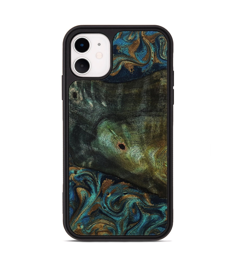 iPhone 11 Wood Phone Case - Odessa (Teal & Gold, 818594)