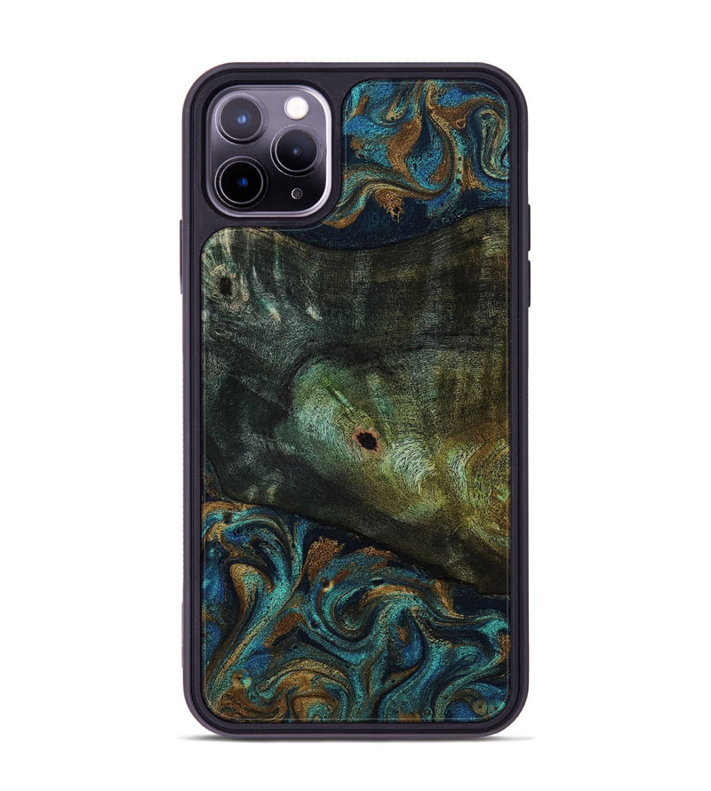 iPhone 11 Pro Max Wood Phone Case - Odessa (Teal & Gold, 818594)
