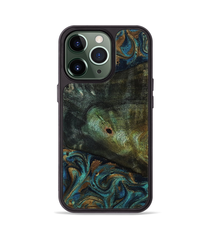 iPhone 13 Pro Wood Phone Case - Odessa (Teal & Gold, 818594)