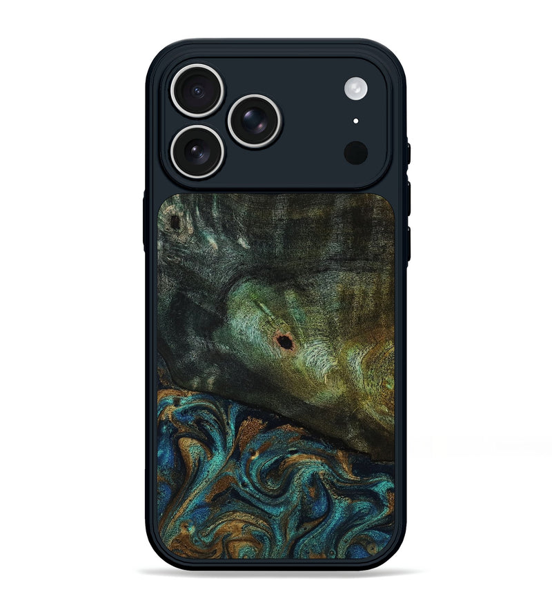 iPhone 17 Pro Max Wood Phone Case - Odessa (Teal & Gold, 818594)