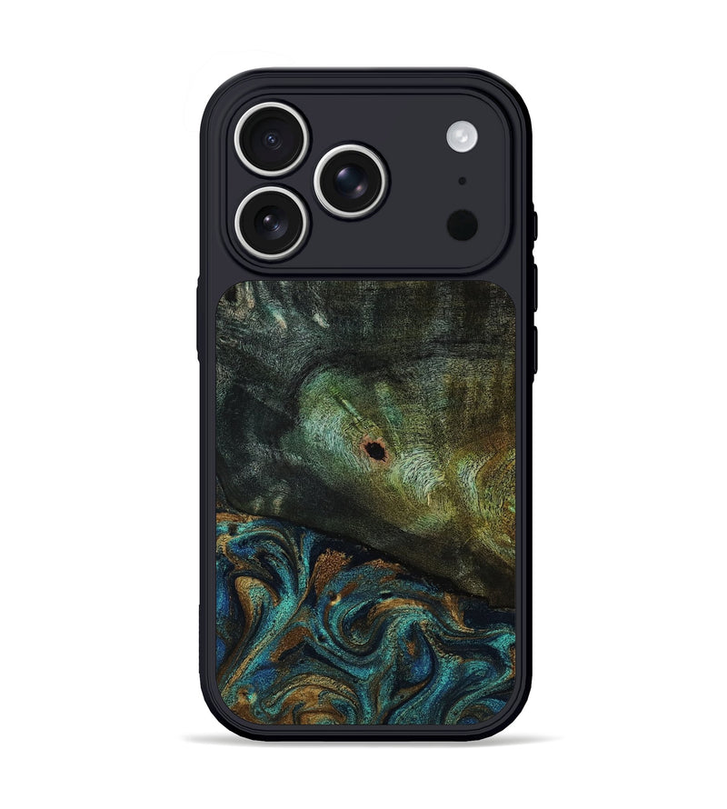 iPhone 17 Pro Wood Phone Case - Odessa (Teal & Gold, 818594)