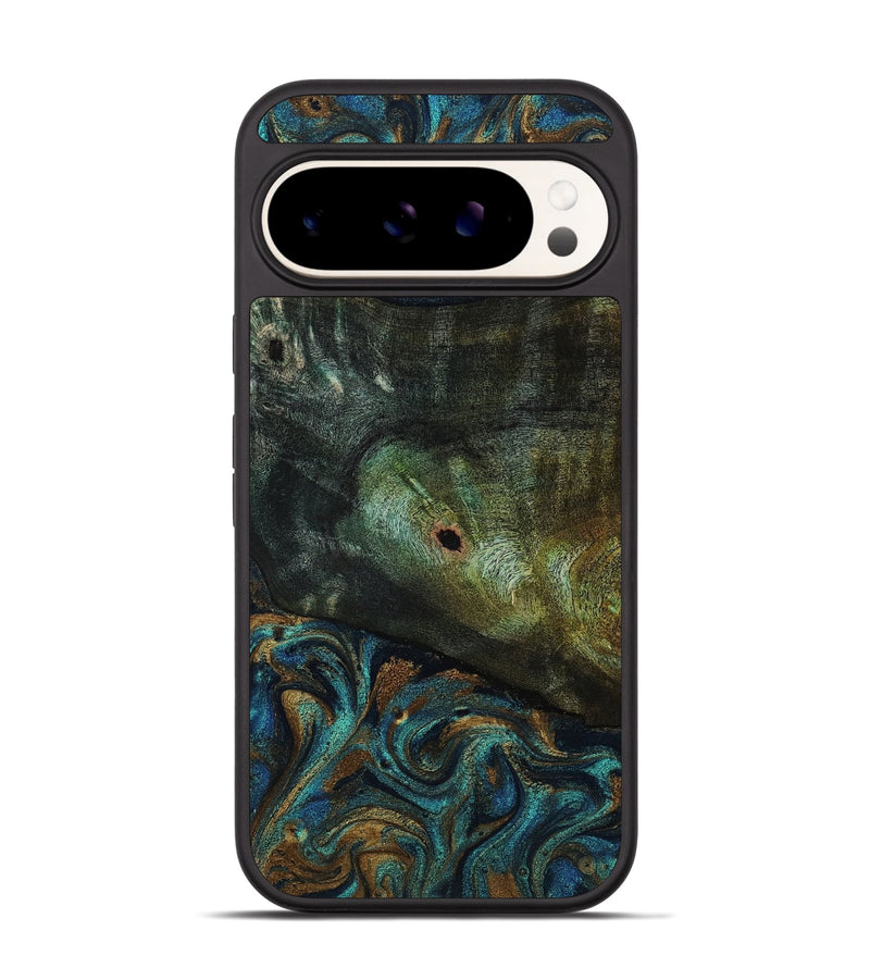 Pixel 9 Pro Wood Phone Case - Odessa (Teal & Gold, 818594)