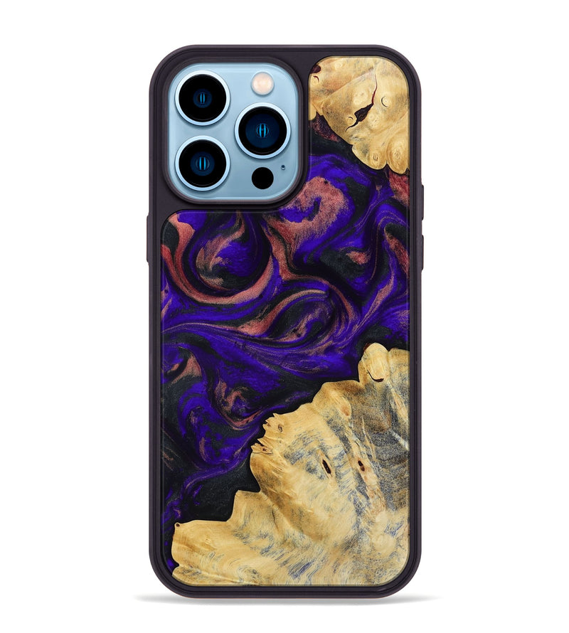 iPhone 14 Pro Max Wood Phone Case - Nat (Purple, 818600)