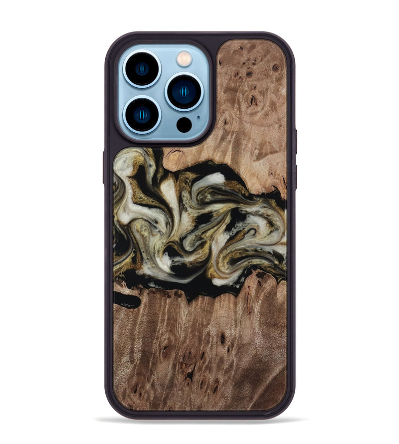 iPhone 14 Pro Max Wood Phone Case - Zora (Black & White, 818604)