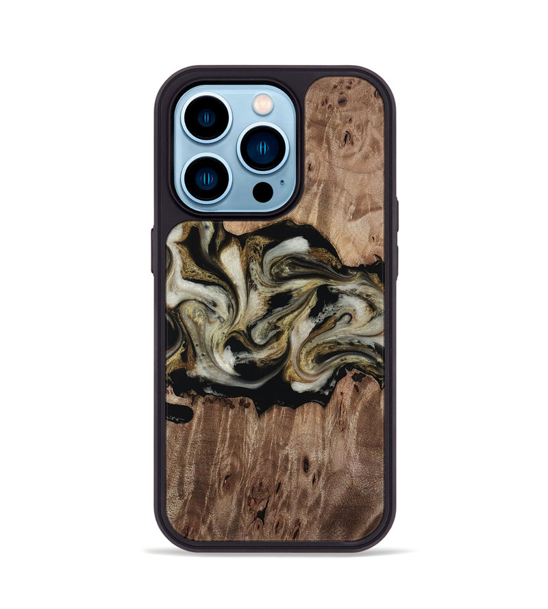 iPhone 14 Pro Wood Phone Case - Zora (Black & White, 818604)