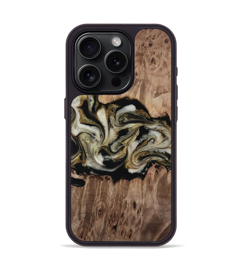 iPhone 15 Pro Wood Phone Case - Zora (Black & White, 818604)