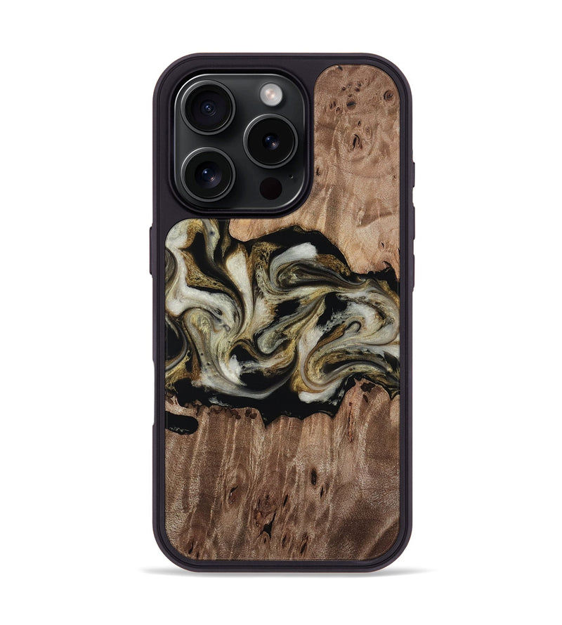 iPhone 16 Pro Wood Phone Case - Zora (Black & White, 818604)