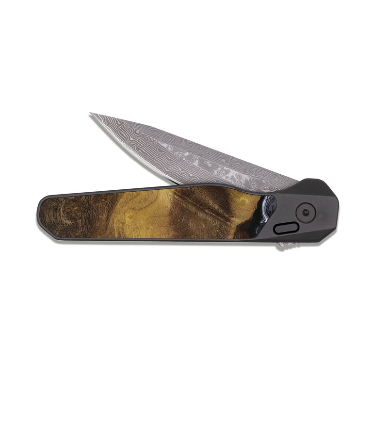 EDC Dark Damascus Wood Pocket Knife - Fabian (Black & White, 818606)