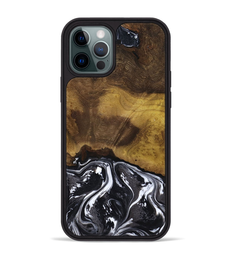 iPhone 12 Pro Max Wood Phone Case - Fabian (Black & White, 818606)