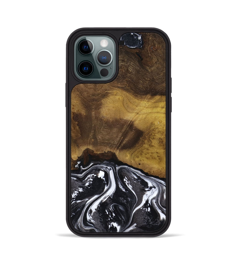 iPhone 12 Pro Wood Phone Case - Fabian (Black & White, 818606)