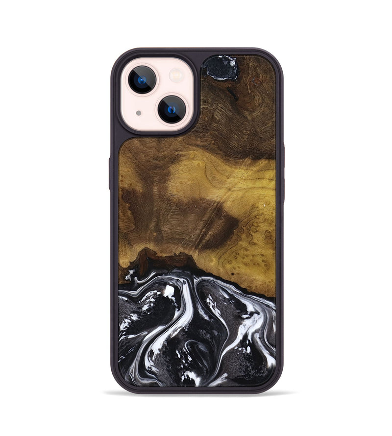 iPhone 14 Wood Phone Case - Fabian (Black & White, 818606)