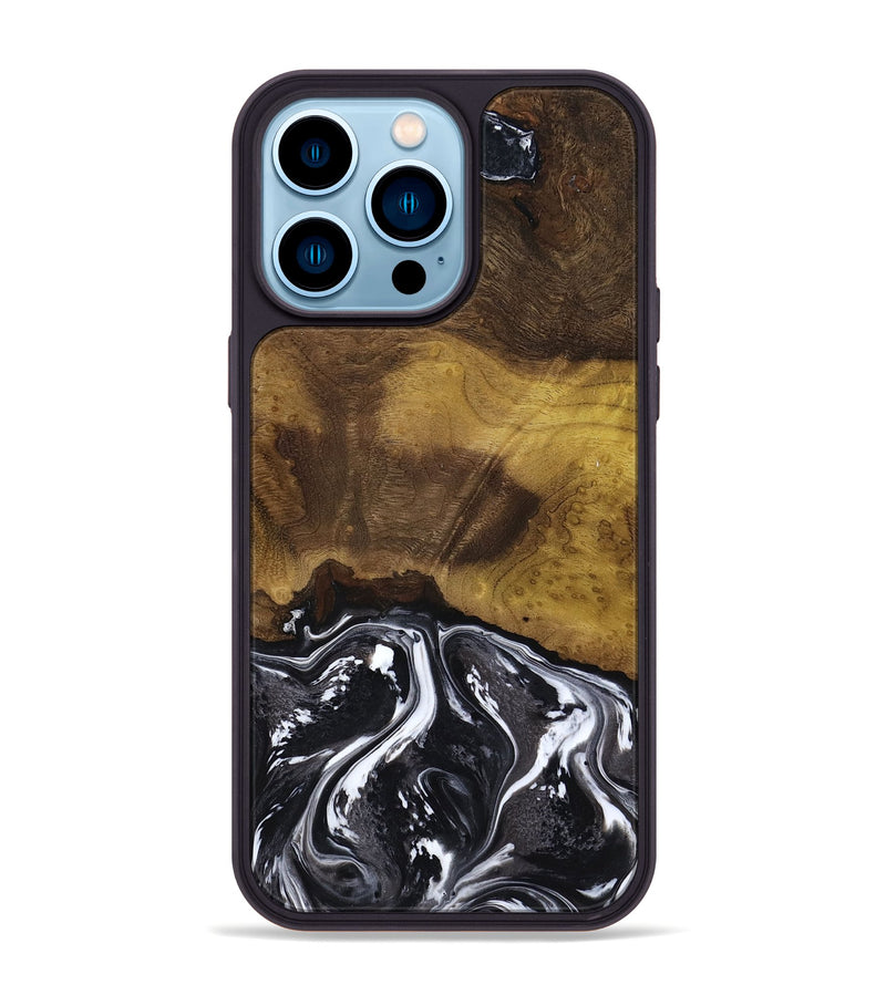 iPhone 14 Pro Max Wood Phone Case - Fabian (Black & White, 818606)