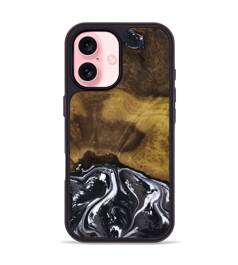 iPhone 16 Wood Phone Case - Fabian (Black & White, 818606)
