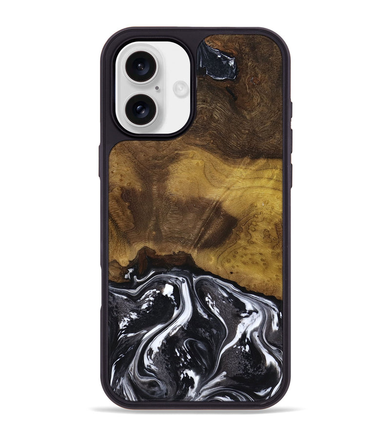 iPhone 16 Plus Wood Phone Case - Fabian (Black & White, 818606)