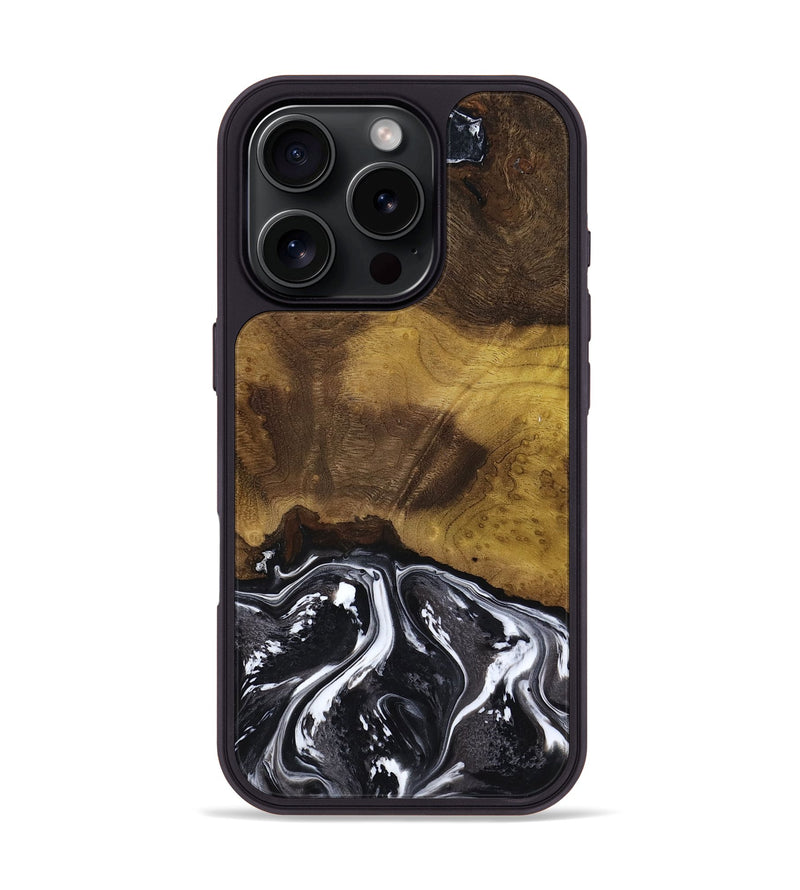 iPhone 16 Pro Wood Phone Case - Fabian (Black & White, 818606)