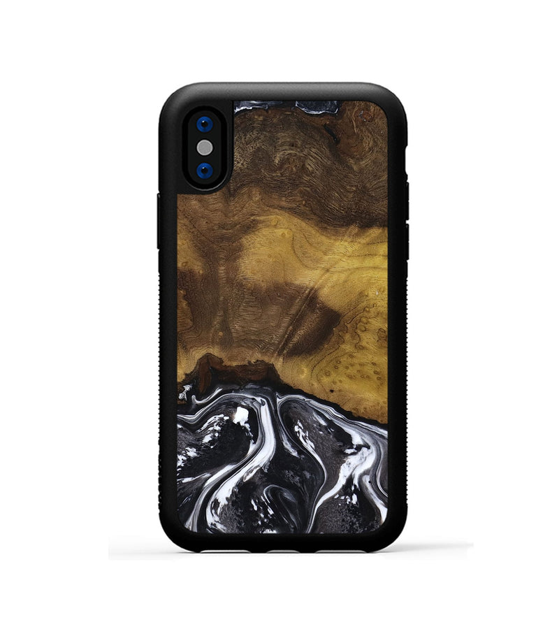 iPhone Xs Wood Phone Case - Fabian (Black & White, 818606)