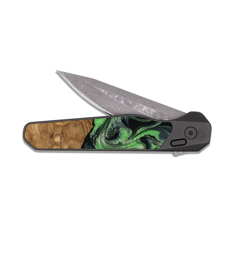 EDC Dark Damascus Wood Pocket Knife - Laraine (Ancient Olive, 818636)