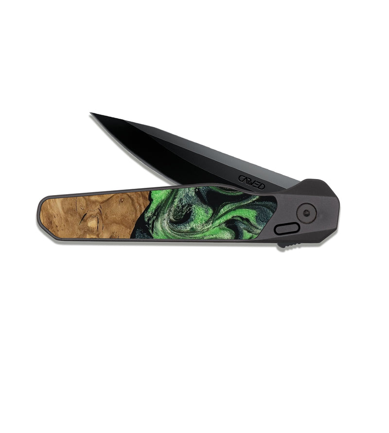 EDC Dark Slate Wood Pocket Knife - Laraine (Ancient Olive, 818636)