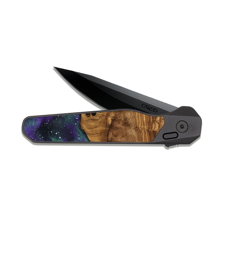EDC Dark Slate Wood Pocket Knife - Joann (Ancient Olive, 818670)