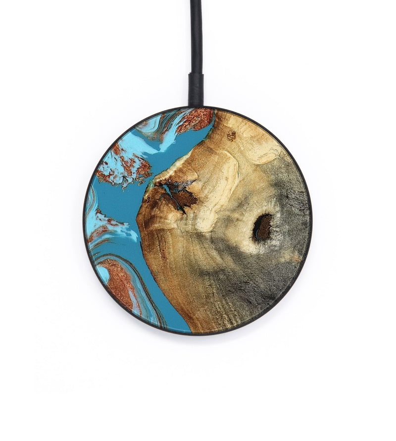 Circle Wood Wireless Charger - Kevin (Teal & Gold, 818783)