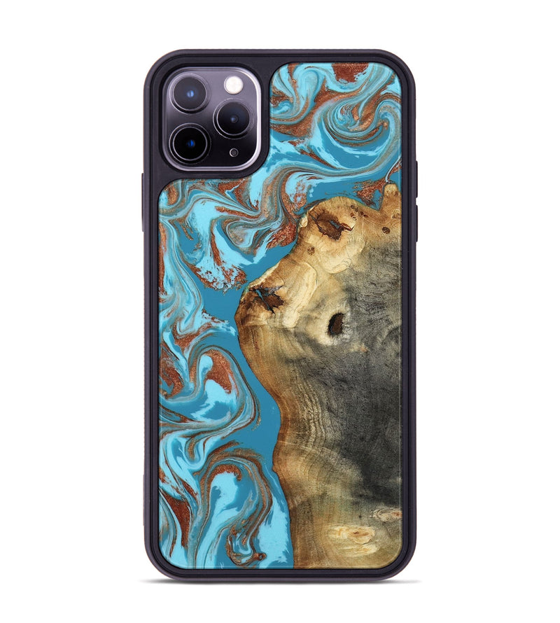 iPhone 11 Pro Max Wood Phone Case - Kevin (Teal & Gold, 818783)