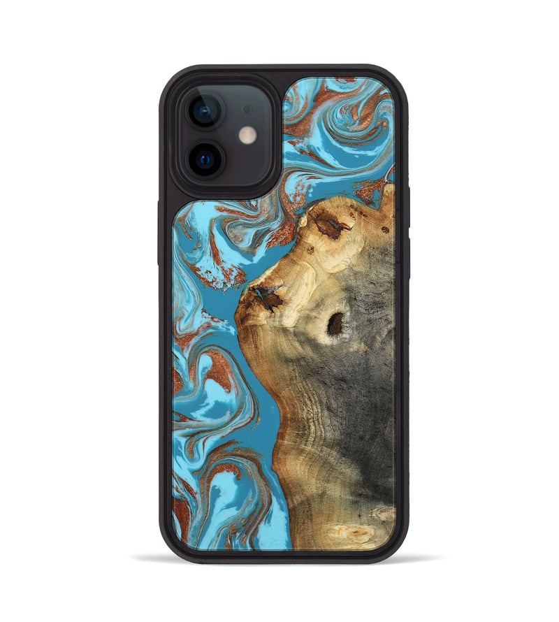 iPhone 12 Wood Phone Case - Kevin (Teal & Gold, 818783)