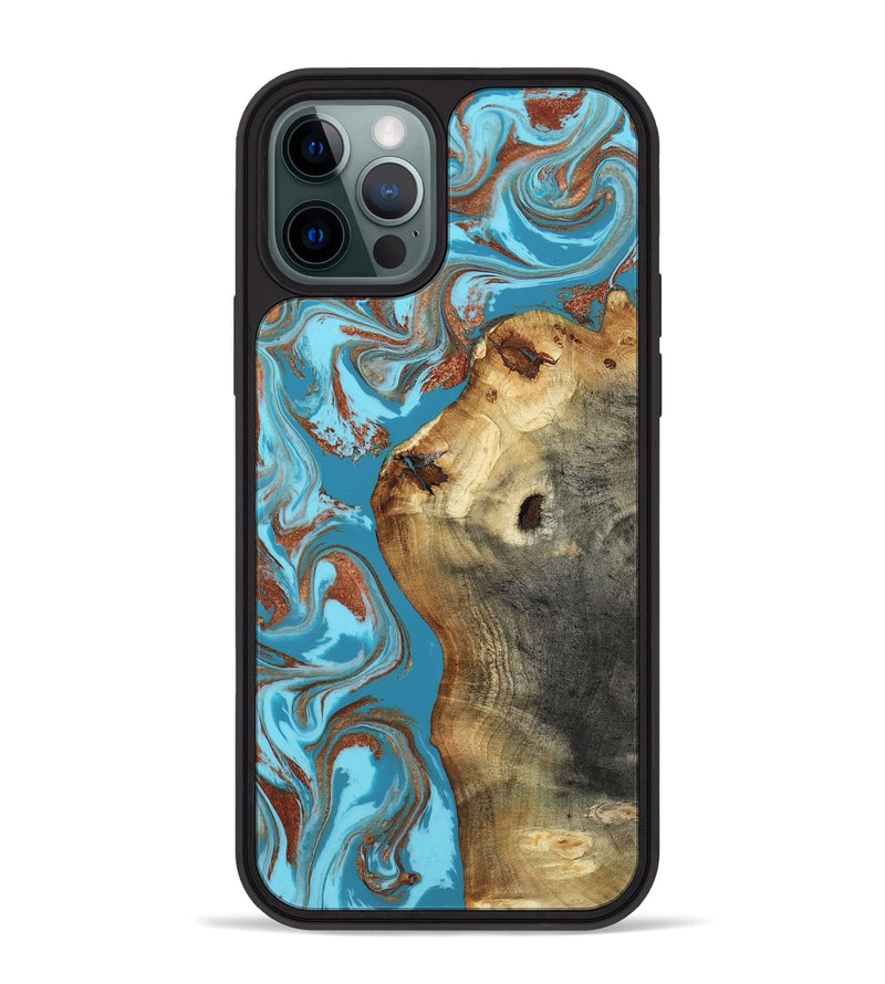 iPhone 12 Pro Max Wood Phone Case - Kevin (Teal & Gold, 818783)