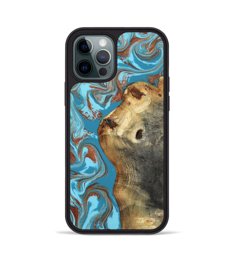 iPhone 12 Pro Wood Phone Case - Kevin (Teal & Gold, 818783)