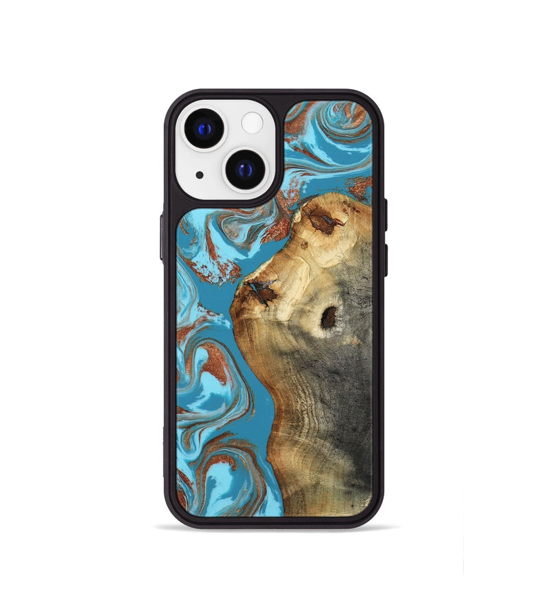 iPhone 13 mini Wood Phone Case - Kevin (Teal & Gold, 818783)