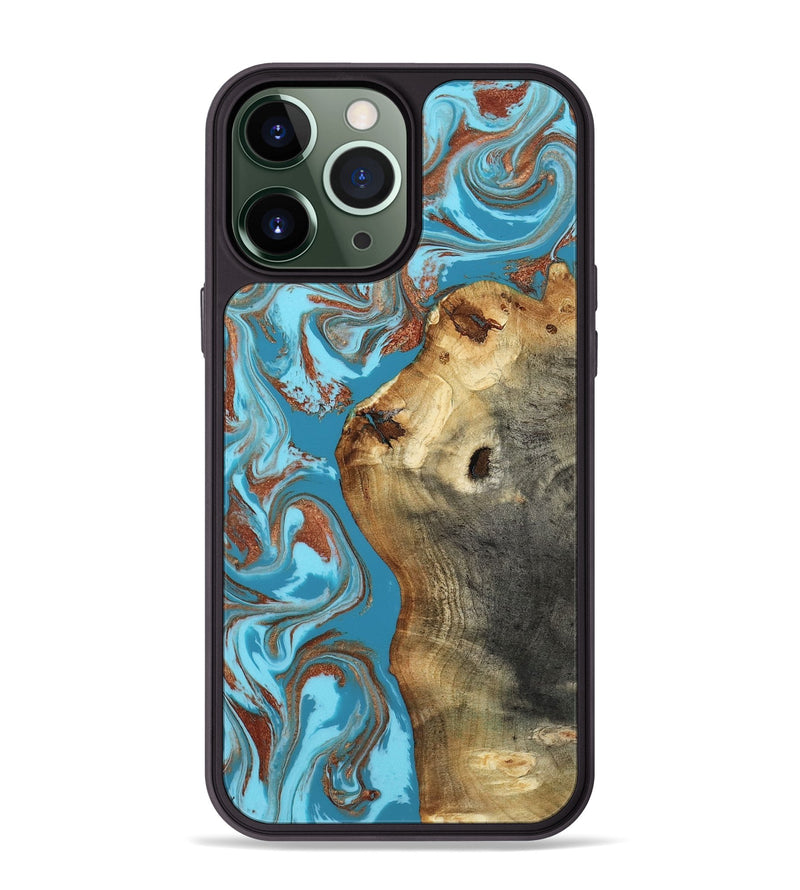 iPhone 13 Pro Max Wood Phone Case - Kevin (Teal & Gold, 818783)