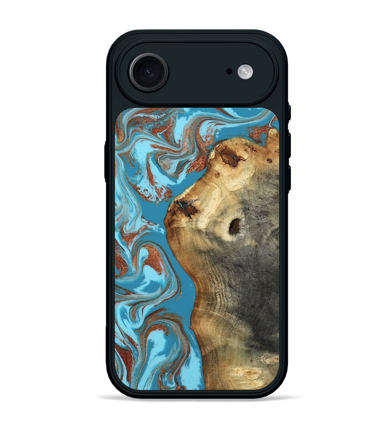 iPhone 17 Air Wood Phone Case - Kevin (Teal & Gold, 818783)