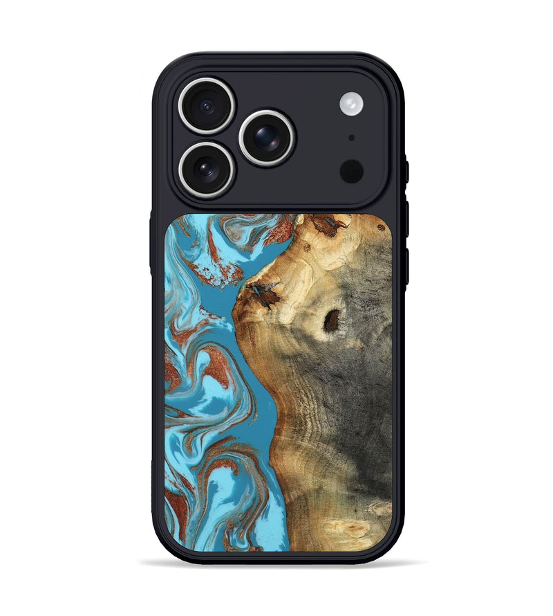 iPhone 17 Pro Wood Phone Case - Kevin (Teal & Gold, 818783)